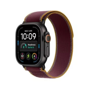 Apple Watch Ultra 4 viedpulkstenis, GPS + Cellular, 49 mm, melns, Trail Loop bordo, M/L