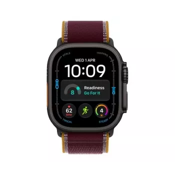 Apple Watch Ultra 4 viedpulkstenis, GPS + Cellular, 49 mm, melns, Trail Loop bordo, M/L
