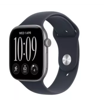 Apple Watch Series 12 viedpulkstenis, GPS, 42 mm, kosmosa pelēka alumīnija korpuss, tumši zila Sport Band, S/M