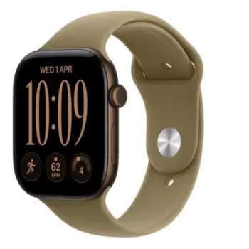 Apple Watch Series 12 viedpulkstenis, GPS + Cellular, 42 mm, tumšas bronzas alumīnija korpuss, olīvu krāsas sporta siksniņa S/M