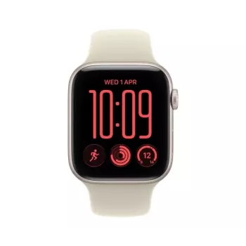 Apple Watch SE 3 viedpulkstenis, GPS + Cellular, 44 mm, zvaigžņu gaismas krāsas alumīnija korpuss, smilšu krāsas sporta siksniņa S/M