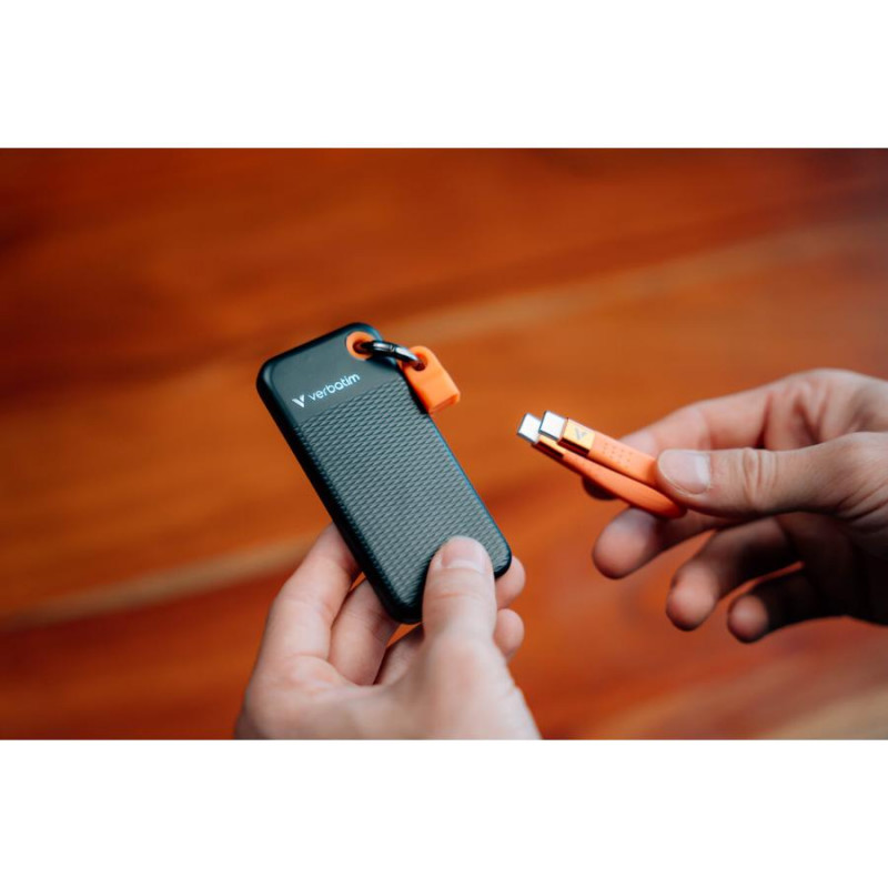 Verbatim Pocket 32285 portatīvais SSD, 512 GB, USB 3.2 Type-C, melns/oranžs