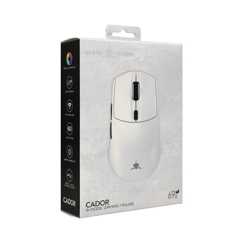 White Shark CADOR WGM-5020 spēļu pele, balta