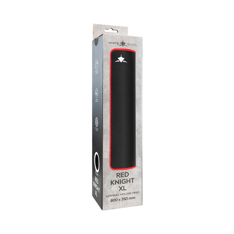 White Shark RED KNIGHT XL GMP-2502 spēļu peles paliktnis, 800x350 mm, melns/sarkans