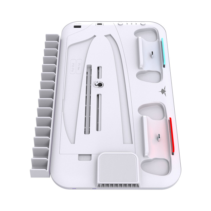 White Shark KIMURA PRO PS5 dzesēšanas paliktnis ar 2 uzlādes statīviem, balts
