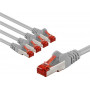 Goobay 66651 CAT 6 komutācijas kabelis, S/FTP, 2 m, pelēks (5 gab.)