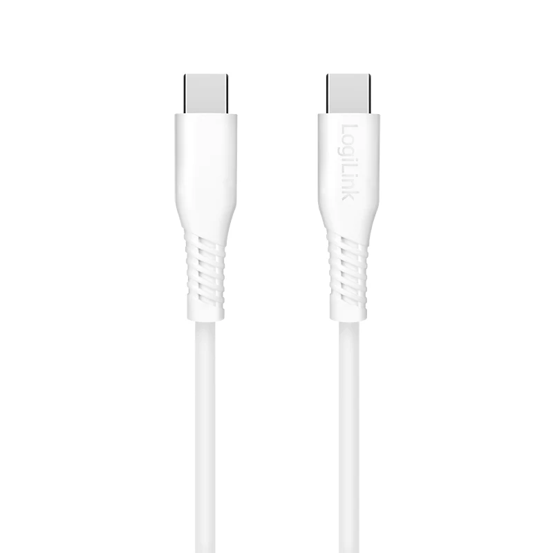 LogiLink CU0261 USB 2.0 kabelis USB-C uz USB-C, 480 Mbps, 60 W, balts, 0,5 m