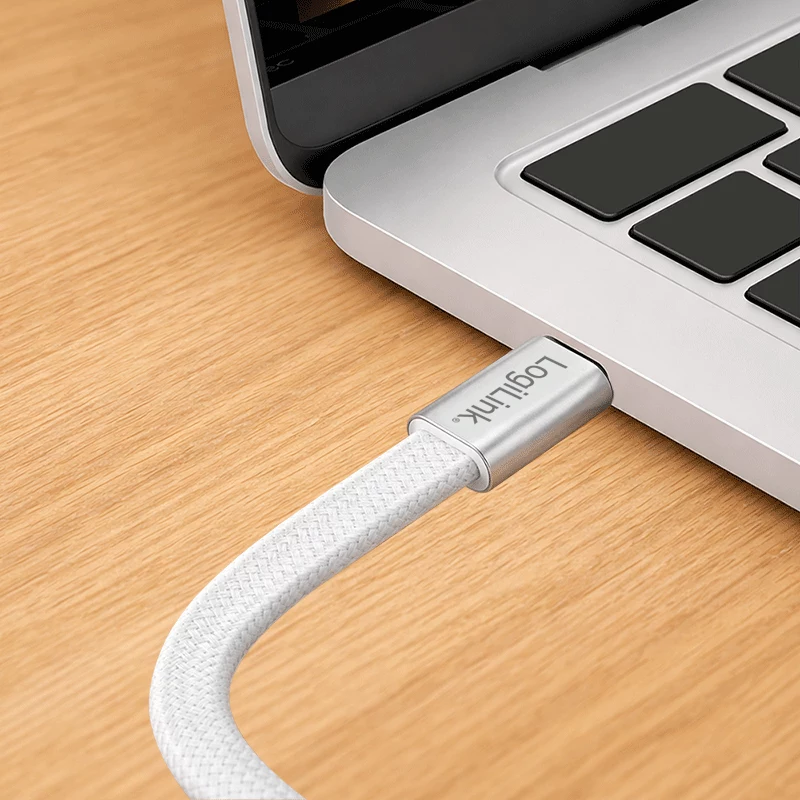 LogiLink CU0445 USB 2.0 plakans kabelis USB-C uz USB-C, pīts, 480 Mbps, 60 W, balts, 1 m