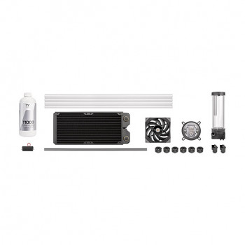 Thermaltake Pacific TOUGH C240 CL-W305-CU12BL-A šķidruma dzesēšanas komplekts, dzidrs dzesēšanas šķidrums, 12 cm, melns