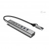 i-tec CAHUBMETAL6LANPD USB-C/USB-A metāla centrmezgls, 6 porti, Gigabit LAN, Power Delivery 85 W, sudraba krāsā
