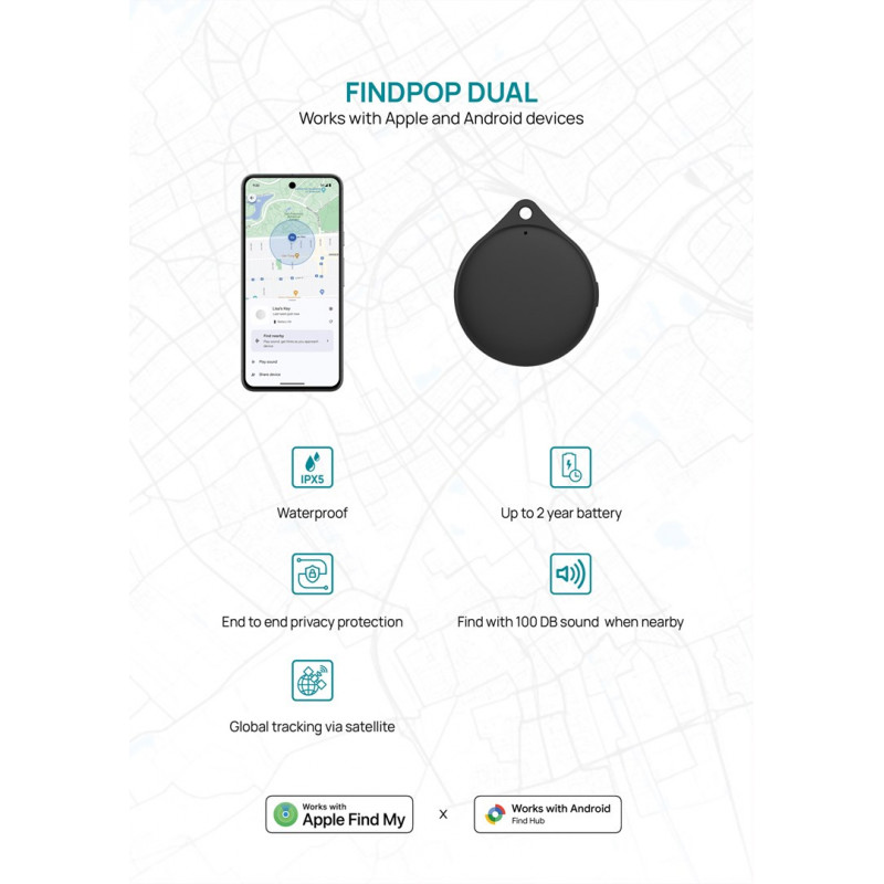XD Design Connects Findpop Dual izsekotājs, Apple un Android Find, IPX5, P301.1701