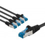 Goobay 67539 komutācijas kabelis Cat 6a S/FTP (PiMF), 3 m, melns, vara vadītāji CU (5 gab.)