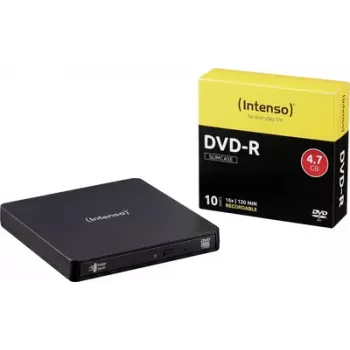 Intenso ārējā DVD rakstītāja komplekts, Micro-USB B (USB 3.2 Gen 1), mazumtirdzniecības versija, melns