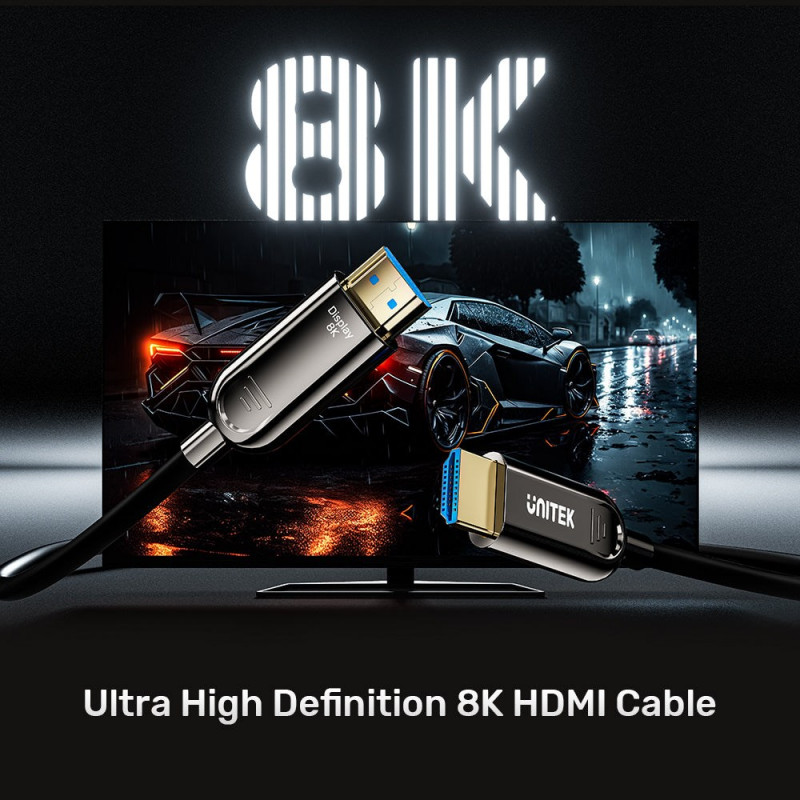 Unitek C11085GY01-50M optiskais HDMI kabelis, 50 m, 8K @ 60 Hz