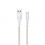 WINX LINK Simple USB–Micro USB kabelis, neilona pinums, 1 m, balts
