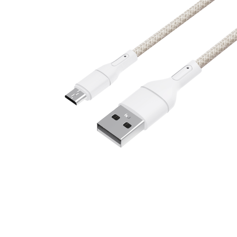 WINX LINK Simple USB–Micro USB kabelis, neilona pinums, 1 m, balts