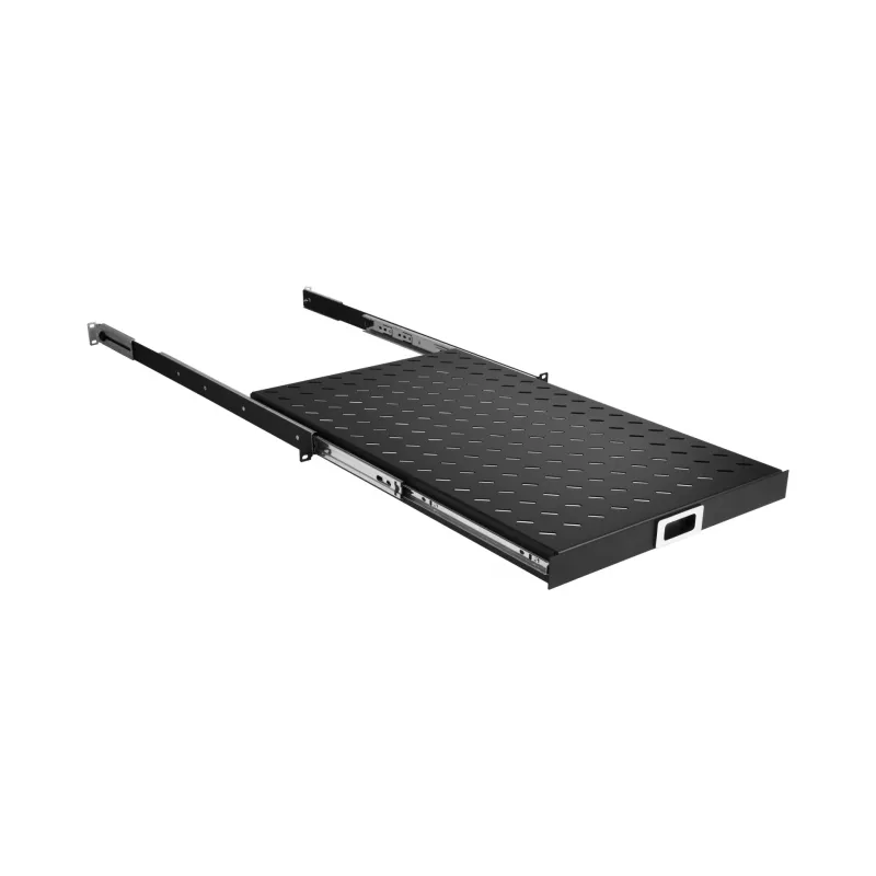 EFB Elektronik 691651ATS.12 izvelkamais 19″ 1U plaukts statnim, tumši melns RAL 9005