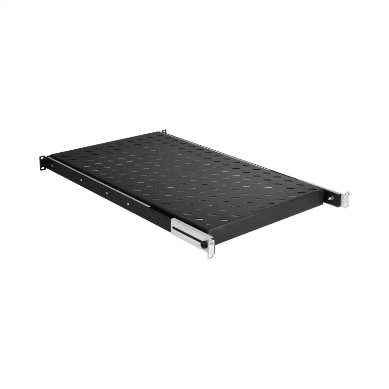 EFB Elektronik 691651ATS.12 izvelkamais 19″ 1U plaukts statnim, tumši melns RAL 9005