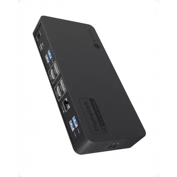 ICY BOX IB-DK2255AC 11 vienā portatīvā datora dokstacija, DL6950 mikroshēma, 2x video izeja (2x DP/HDMI 4K@60 Hz), 96 W PD uz datoru, Gigabit LAN, savienojums C+A 10 Gbps, melna