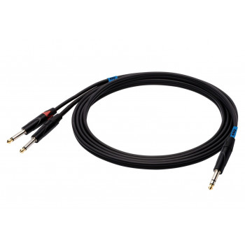 SSQ JSJM1 SS-1452 audio kabelis, stereo jack – 2x mono jack, 1 m, melns