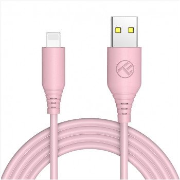 Tellur silikona USB–Lightning kabelis, 3 A, 1 m, rozā
