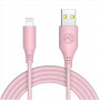 Tellur silikona USB–Lightning kabelis, 3 A, 1 m, rozā