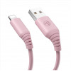 Tellur silikona USB–Lightning kabelis, 3 A, 1 m, rozā