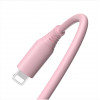 Tellur silikona USB–Lightning kabelis, 3 A, 1 m, rozā