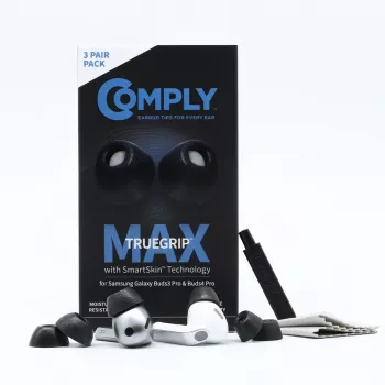 Comply MAX uzgaļi Galaxy Buds3 Pro austiņām, melni, mazi (S)