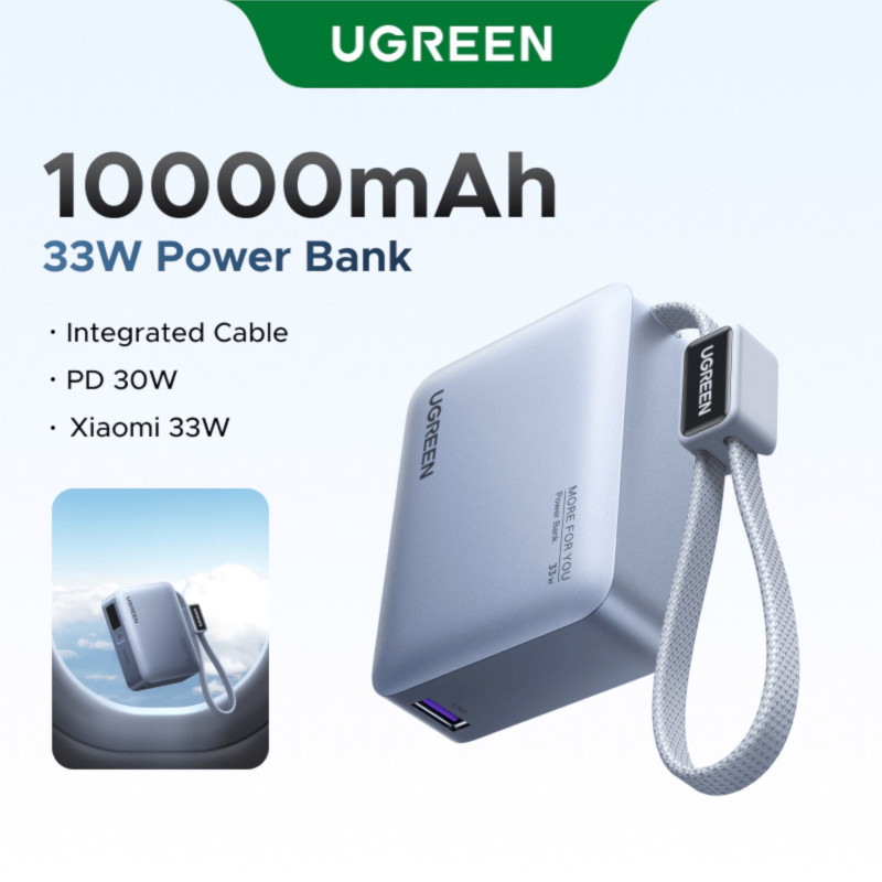 Ugreen PB584 ārējais akumulators 10000 mAh, pelēks