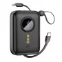 Dudao DDA344 ārējais akumulators 10 000 mAh, PD 22,5 W, ar iebūvētu kabeli, melns