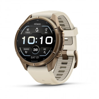 Garmin Fenix 9 Pro 010-04335-26 viedpulkstenis, 43 mm, rudens zelta krāsas titāns, krēmkrāsas/franču pelēka silikona siksniņa