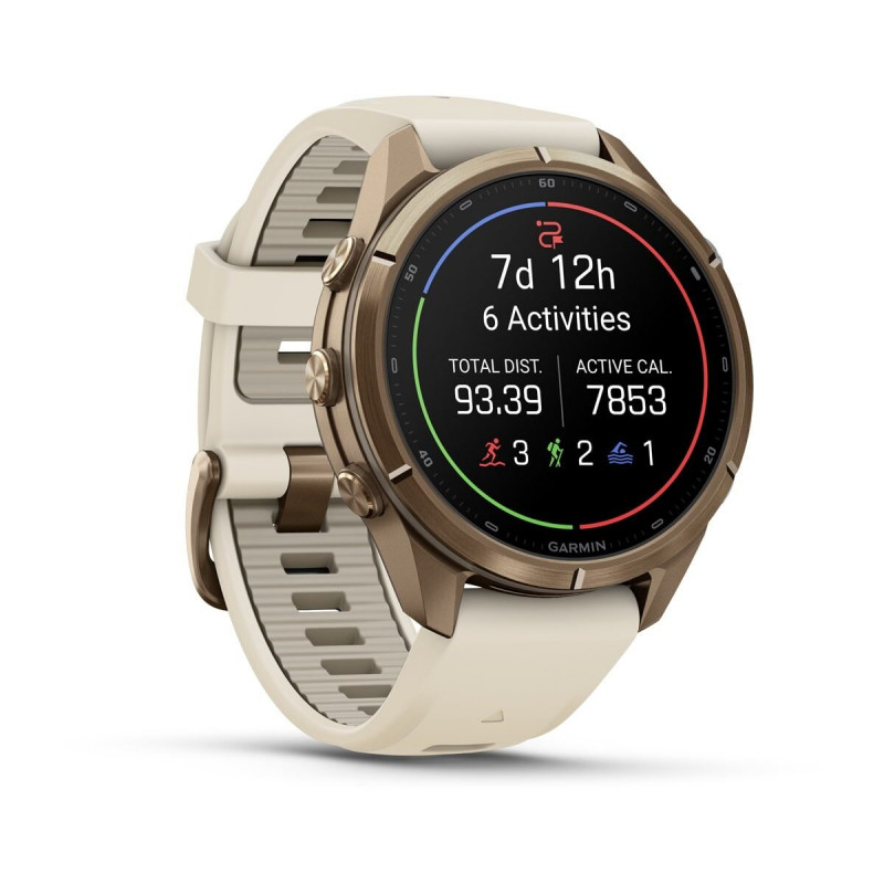 Garmin Fenix 9 Pro 010-04335-26 viedpulkstenis, 43 mm, rudens zelta krāsas titāns, krēmkrāsas/franču pelēka silikona siksniņa