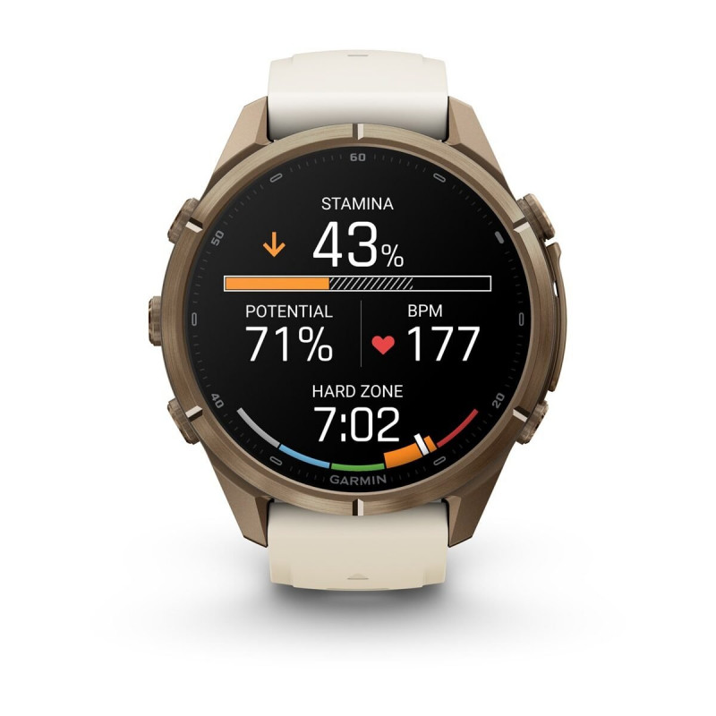 Garmin Fenix 9 Pro 010-04335-26 viedpulkstenis, 43 mm, rudens zelta krāsas titāns, krēmkrāsas/franču pelēka silikona siksniņa
