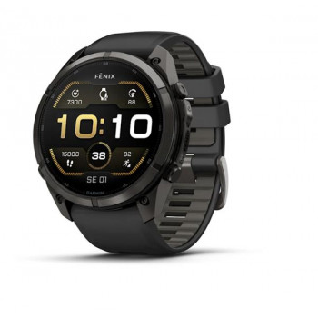 Garmin Fenix 9 Pro 010-04337-16 viedpulkstenis, 51 mm, Carbon Gray DLC titāns, melna/pelēka silikona siksniņa