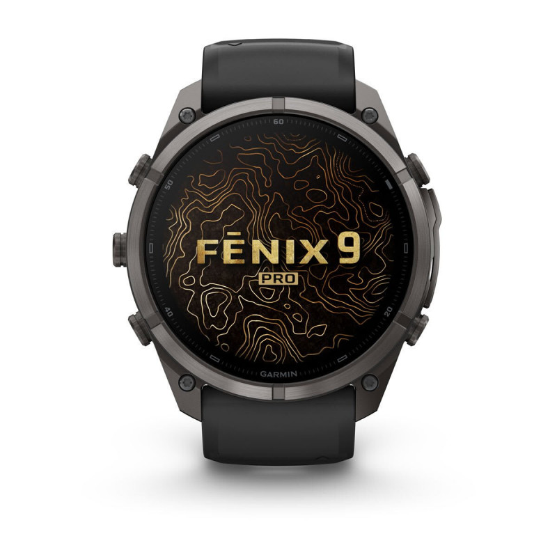 Garmin Fenix 9 Pro 010-04337-16 viedpulkstenis, 51 mm, Carbon Gray DLC titāns, melna/pelēka silikona siksniņa