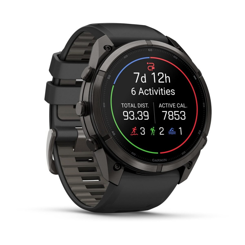 Garmin Fenix 9 Pro 010-04337-16 viedpulkstenis, 51 mm, Carbon Gray DLC titāns, melna/pelēka silikona siksniņa