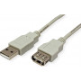 Secomp STANDARD USB 2.0 pagarinātājkabelis, A–A tipa, spraudnis/ligzda, bēšs, 3 m