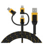 Dewalt DXMA131-1356-DWG USB kabelis USB-A uz USB-C + microUSB + Lightning, 1,8 m, melns