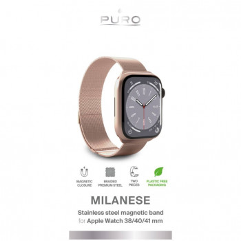 Puro Milanese PUMILAW40ROSE tērauda siksniņa Apple Watch 38/40/41 mm, rozā