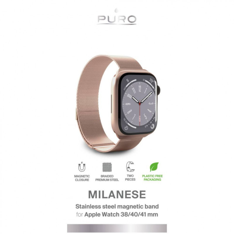 Puro Milanese PUMILAW40ROSE tērauda siksniņa Apple Watch 38/40/41 mm, rozā