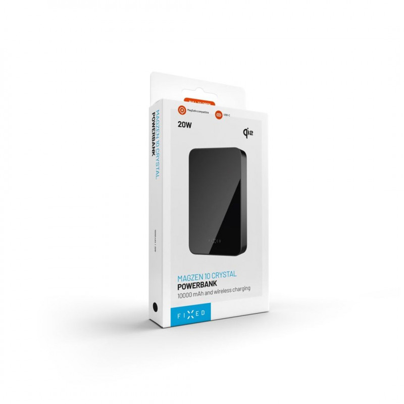 Fixed MagZen 10 Crystal ārējais akumulators, Qi2, 10000 mAh, melns