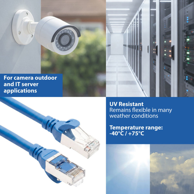ACT FC2602 īpaši elastīgs CAT6A S/FTP savienojuma kabelis, 2 m, TPE, RJ45, ar aizsardzību pret aizķeršanos, zils