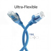 ACT FC1600 īpaši elastīgs CAT6A U/UTP savienojuma kabelis ar RJ45 savienotājiem, 0,5 m, TPE, ar aizķeršanās aizsardzību, zils