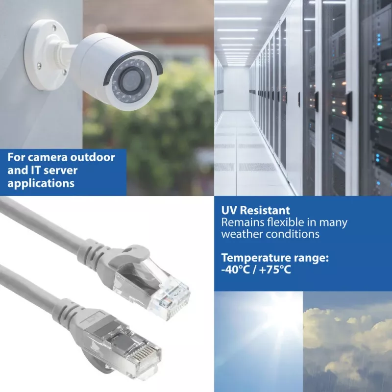 ACT FC1000 īpaši elastīgs komutācijas kabelis, U/UTP CAT6A, TPE, RJ45, 0,5 m, pelēks