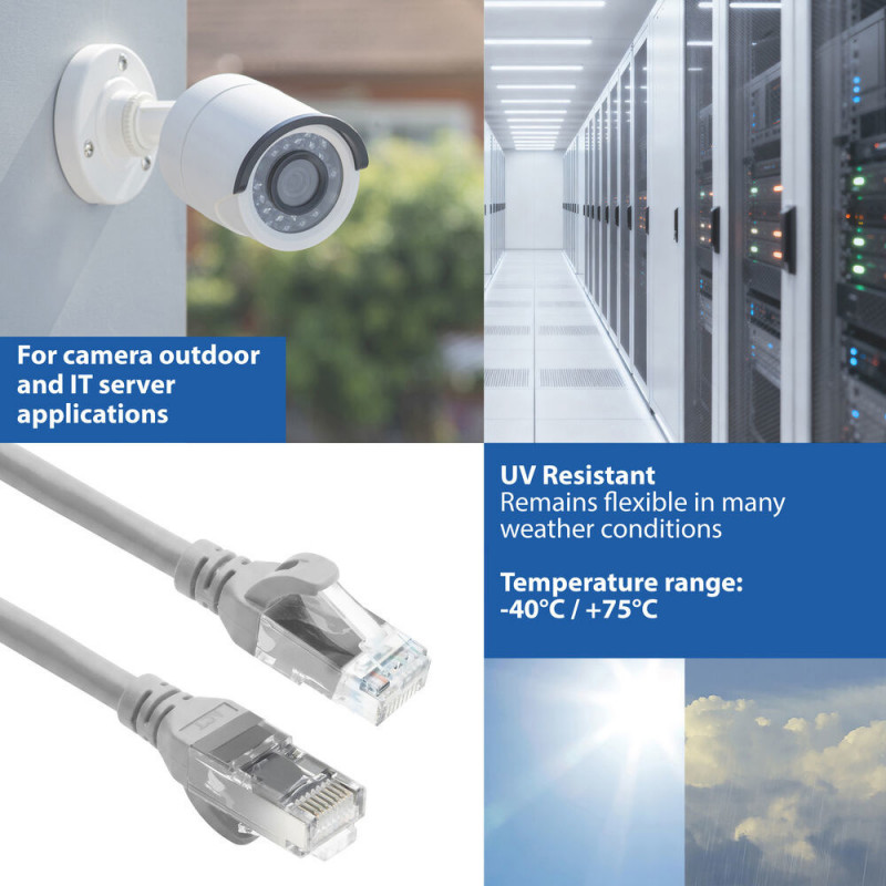 ACT FC1005 īpaši elastīgs komutācijas kabelis, U/UTP CAT6A, TPE, RJ45, 5 m, pelēks