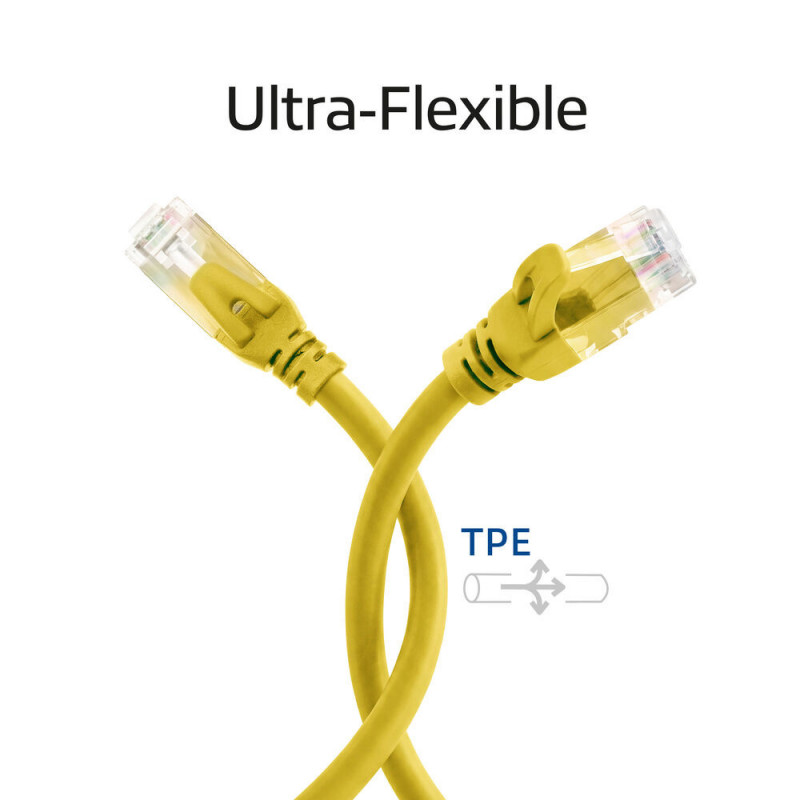 ACT FC1801 U/UTP CAT6A TPE īpaši elastīgs komutācijas kabelis ar RJ45 savienotājiem, 1 m, dzeltens