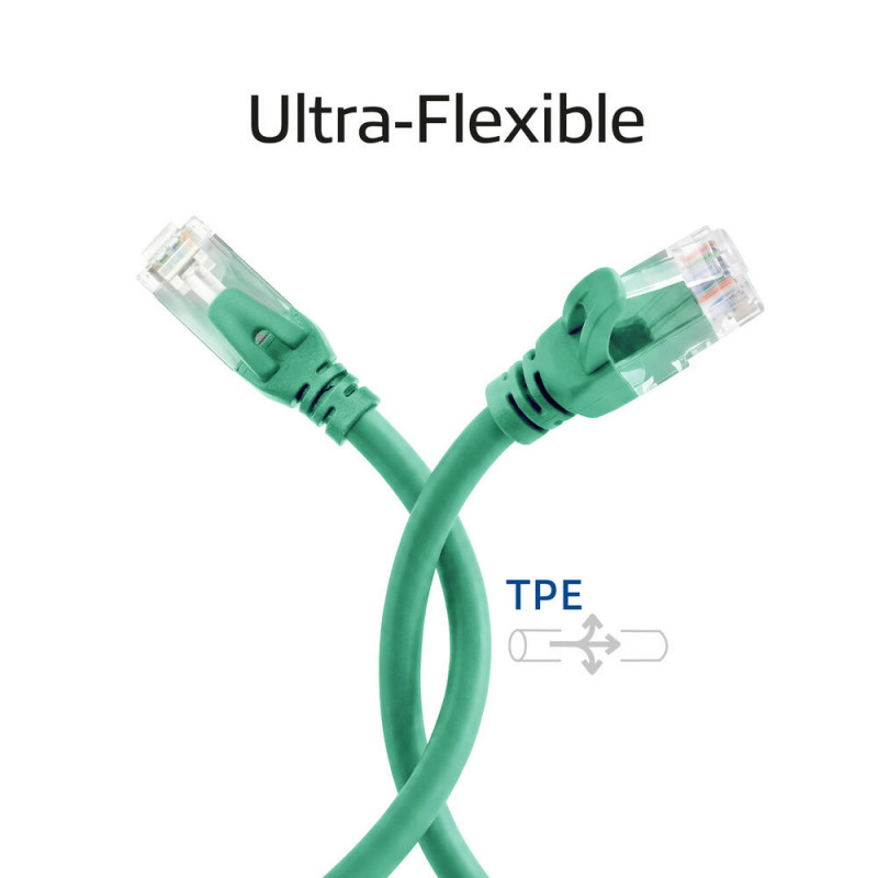 ACT FC1700 U/UTP CAT6A savienojuma kabelis, TPE, īpaši lokans, RJ45, 0,5 m, zaļš