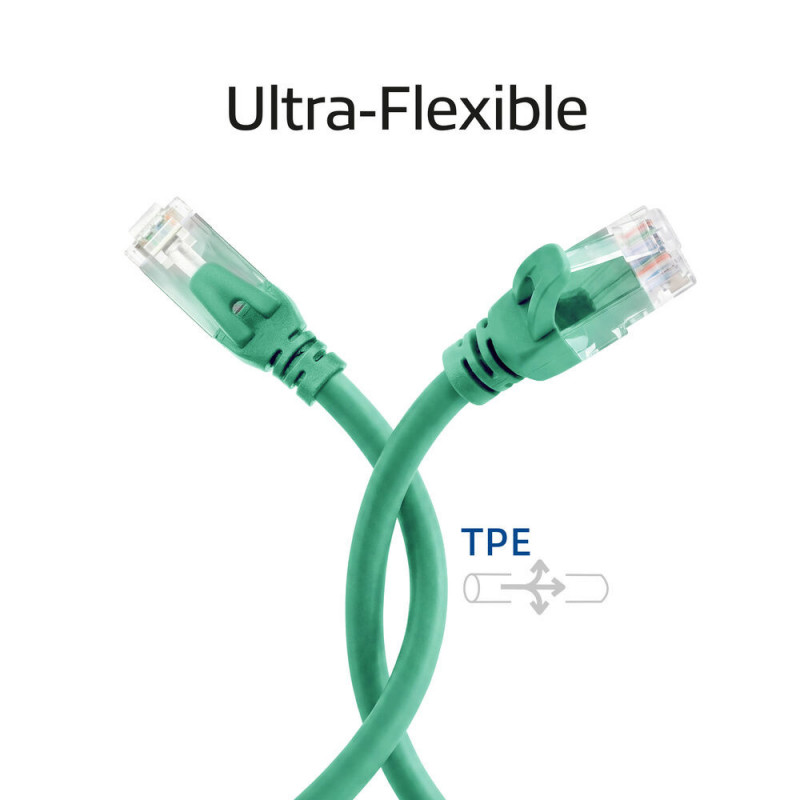 ACT FC1705 U/UTP CAT6A savienojuma kabelis, TPE, īpaši lokans, RJ45, 5 m, zaļš