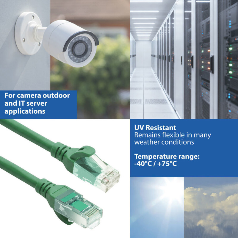 ACT FC1710 U/UTP CAT6A savienojuma kabelis, TPE, īpaši lokans, RJ45, 10 m, zaļš